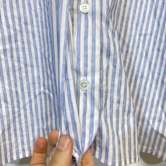 AMINA RUBINACCI Napoli Button-Up Striped Shirt 40 Half Sleeve Hidden Placket - Picture 5 of 7